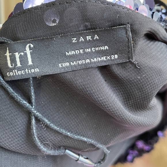 ZARA Women's Top Blue Purple Sequin Party Cami Tank Blogger V Neck Size M NWOT - Picture 6 of 6